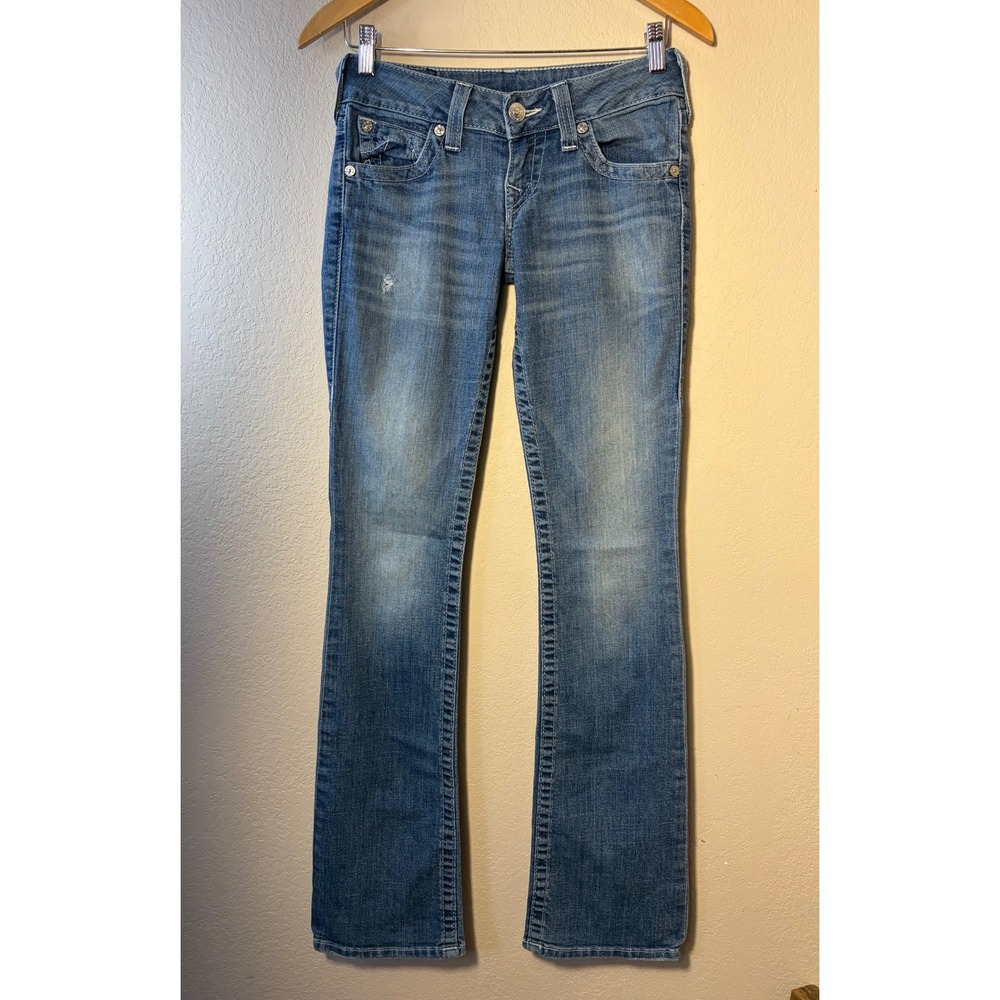 True Religion World Tour Bootcut Jeans Womens 25 Medium Wash Made in USA